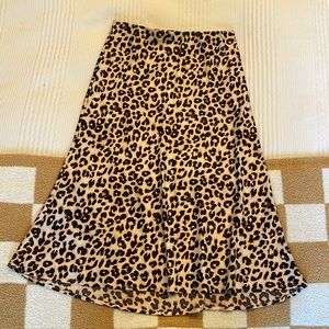 Cheetah print satin midi skirt